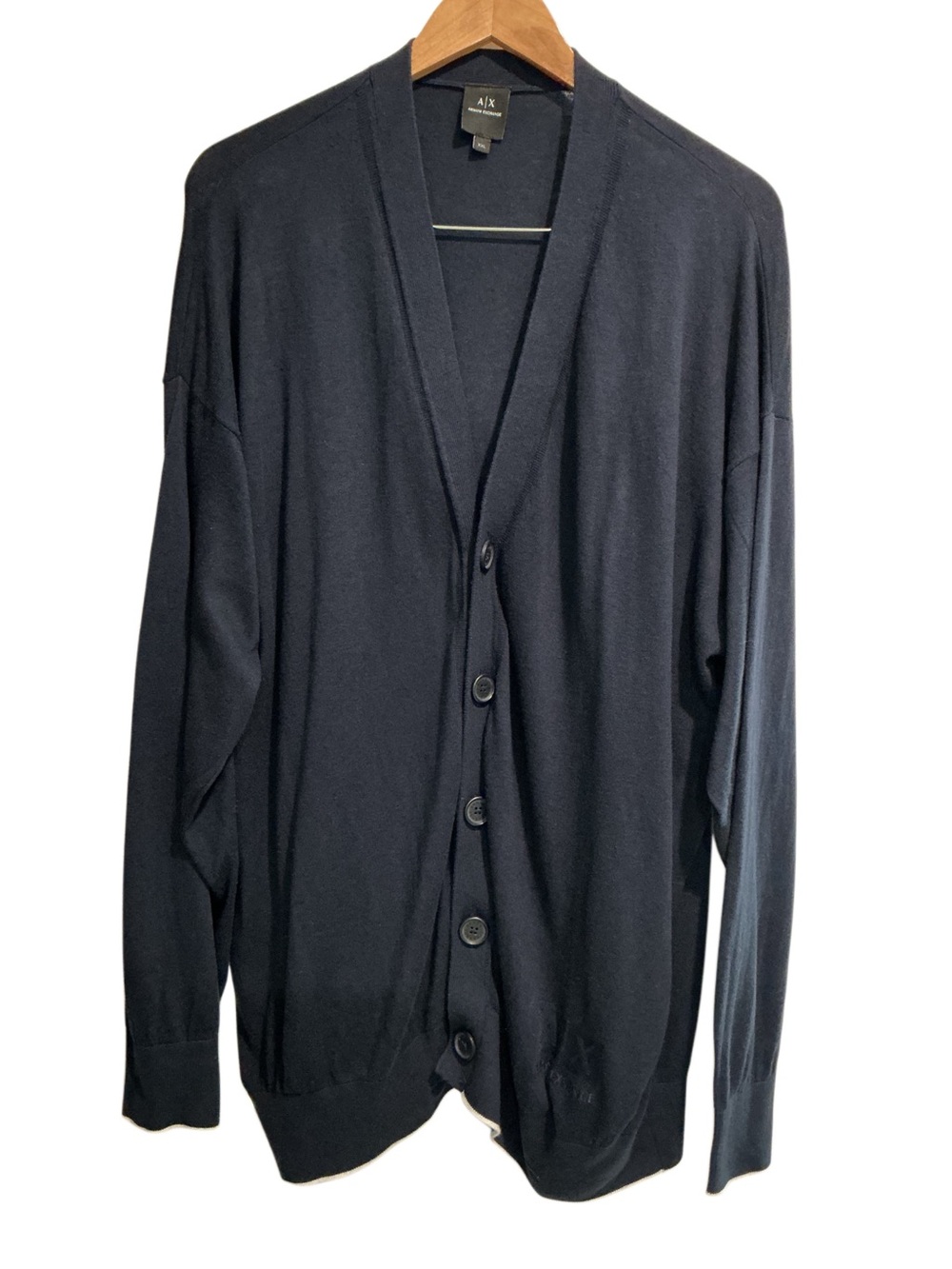 A/X Armani Exchange Men's Navy Button-Front V-Neck Cardigan